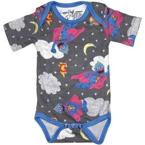 Copper Pearl Super Grover Newborn Soft Bodysuit Short Sleeve Sesame Street NEW